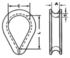 КОУШИ ДЛЯ СТАЛЬНЫХ КАНАТОВ, ТИП DIN 3091